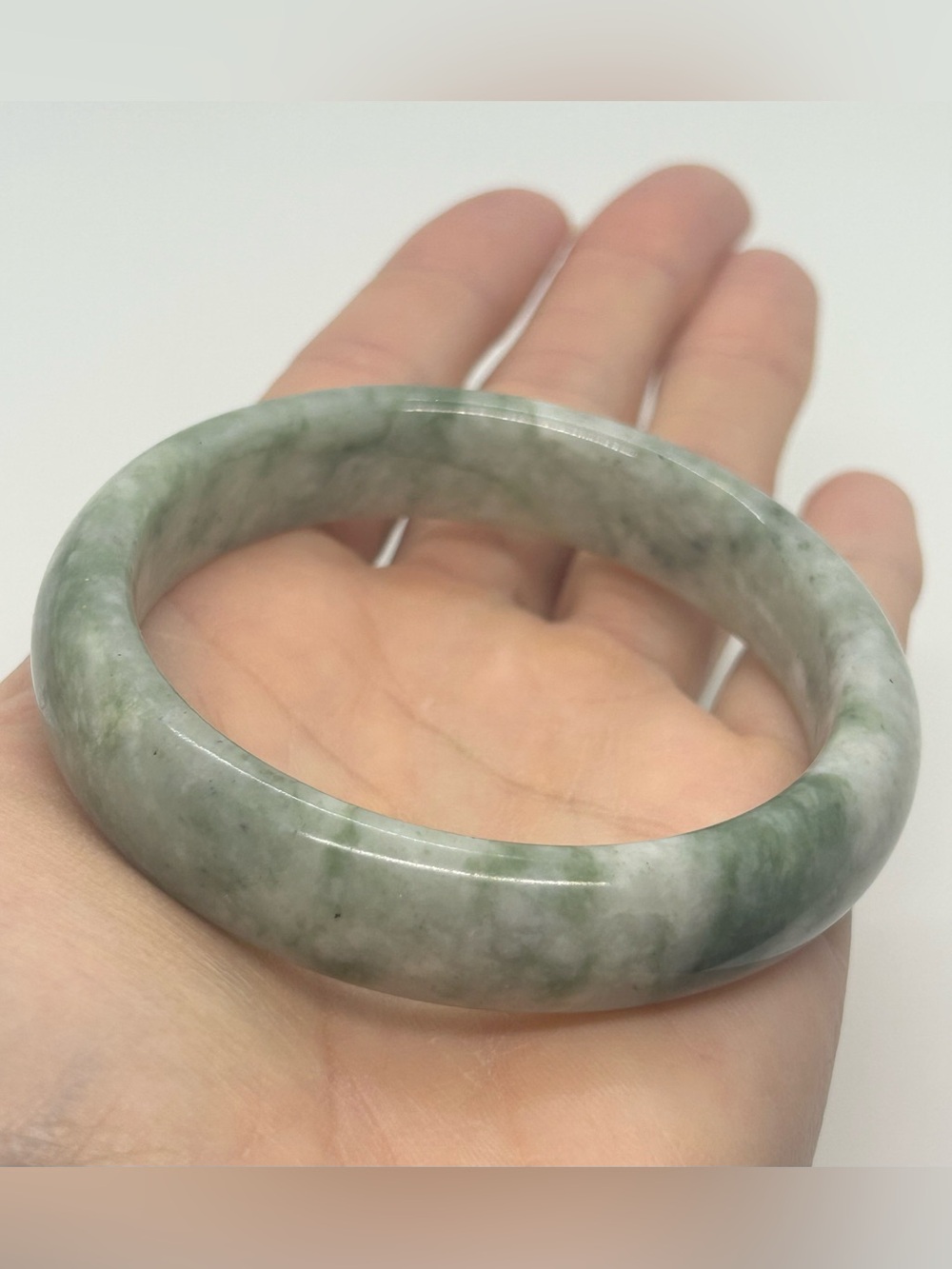 Spotted Green Natural Jade Bangle